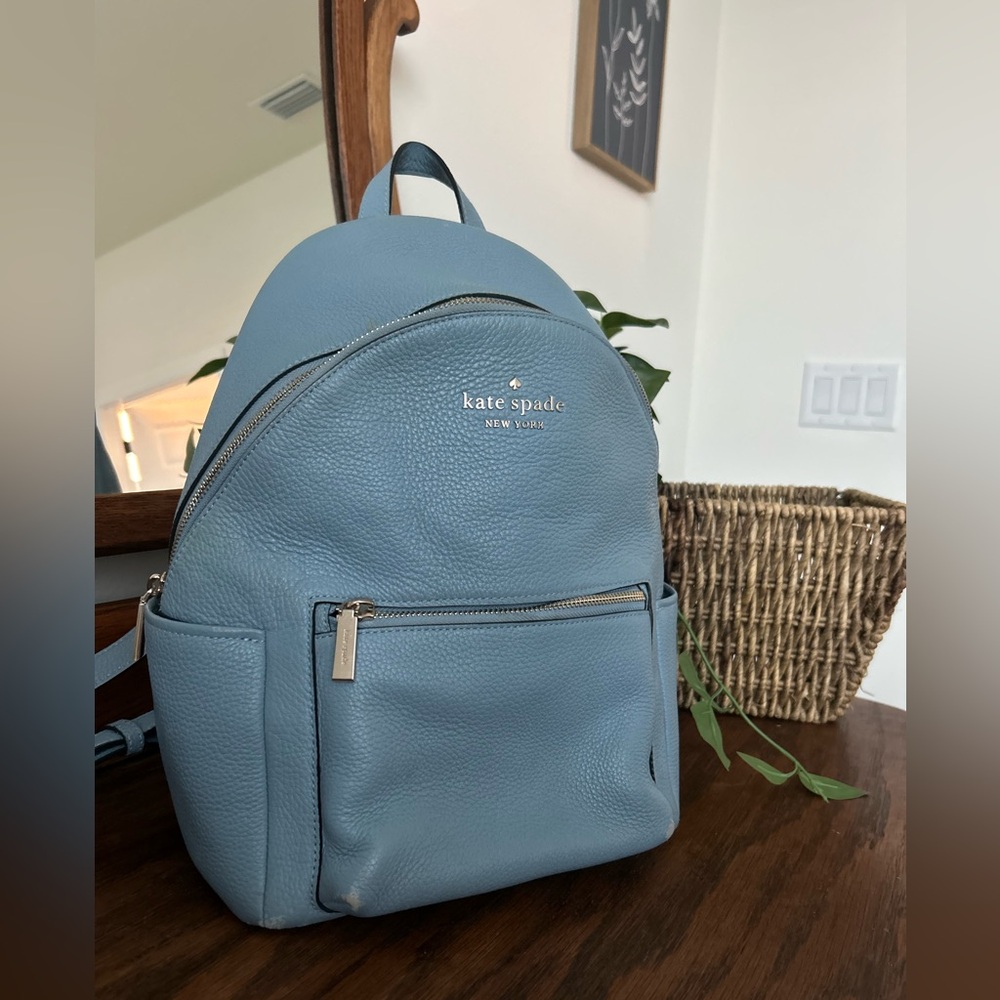 Kate Spade Dusty Blue Pebbled Backpack